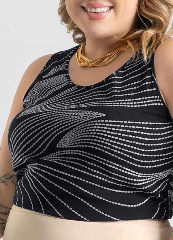 Cativa - Regata Plus Size em Viscose Preto 3