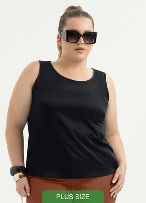 Cativa - Regata Plus Size em Viscose Preto - CATIVA