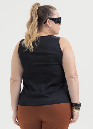 Cativa - Regata Plus Size em Viscose Preto - CATIVA
