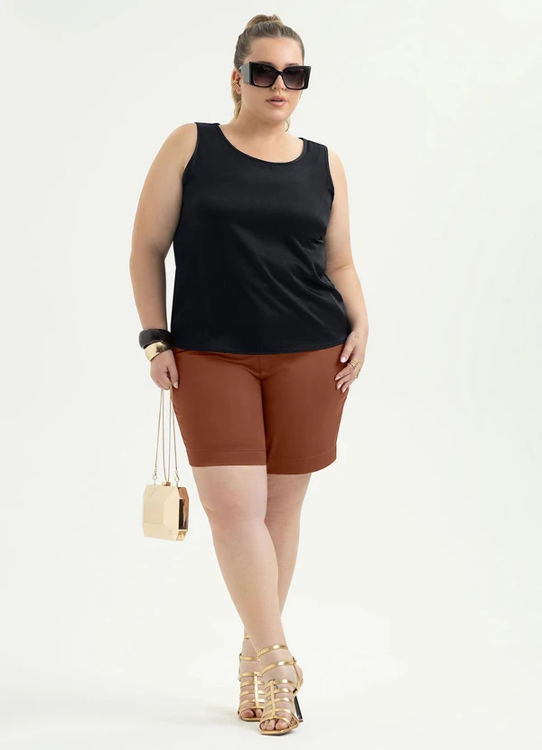 Cativa - Regata Plus Size em Viscose Preto 3