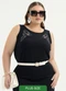 Cativa - Regata Plus Size em Viscose Off White - variação: Preto