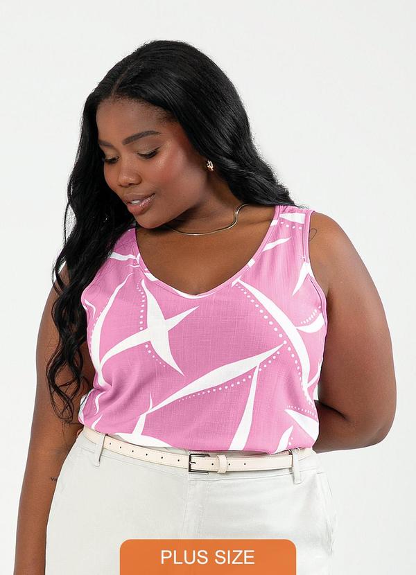 Cativa - Regata Plus Size em Viscose Rosa