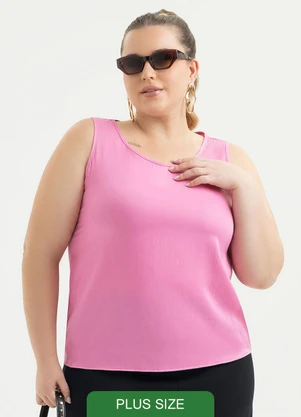 Cativa - Regata Plus Size em Viscose Rosa - CATIVA
