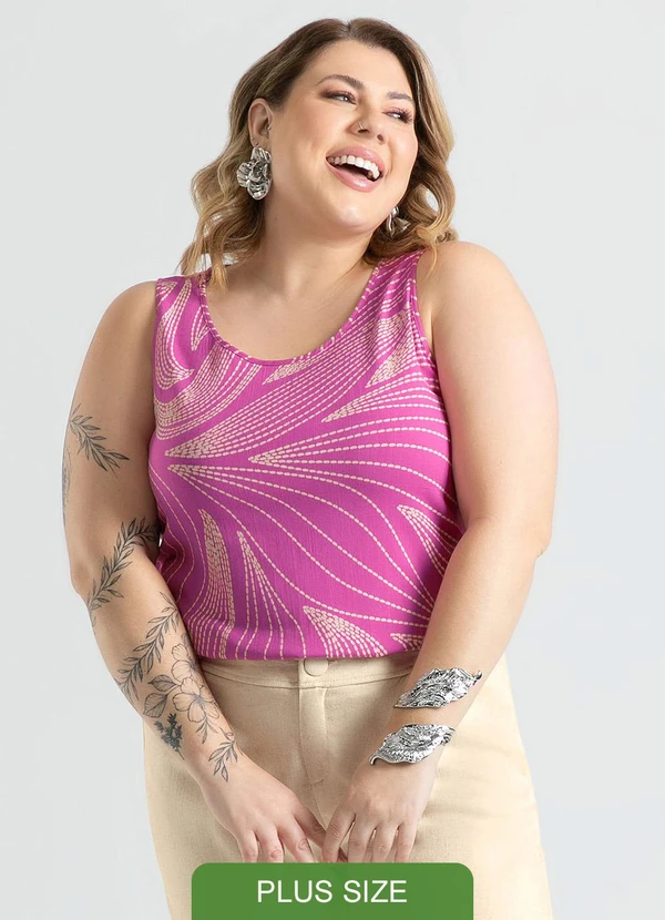 Cativa - Regata Plus Size em Viscose Roxo