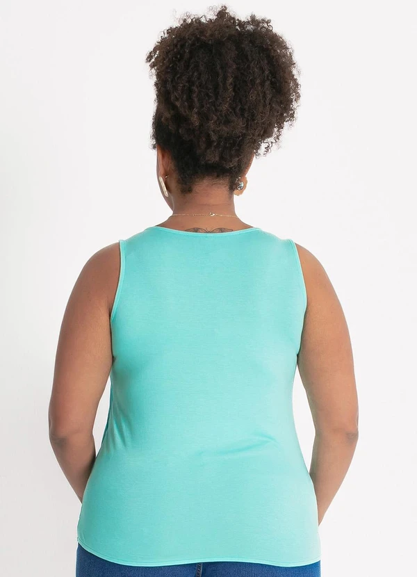 Habana - Regata Plus Size em Viscose  Verde  2