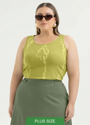 Cativa - Regata Plus Size em Viscose Verde - CATIVA