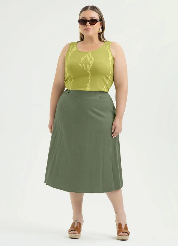 Cativa - Regata Plus Size em Viscose Verde 3