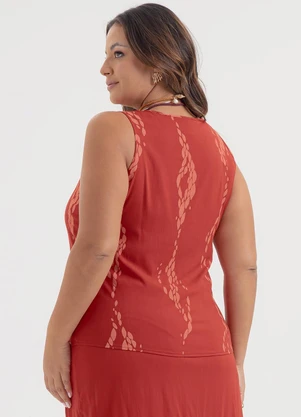 Cativa - Regata Plus Size em Viscose Vermelho - CATIVA