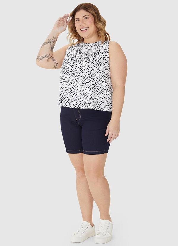 Malwee - Regata Plus Size Estampada em Viscose Branco 3