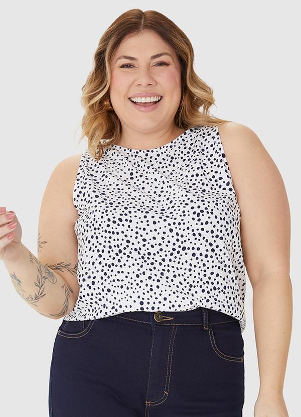 Malwee - Regata Plus Size Estampada em Viscose Branco 4