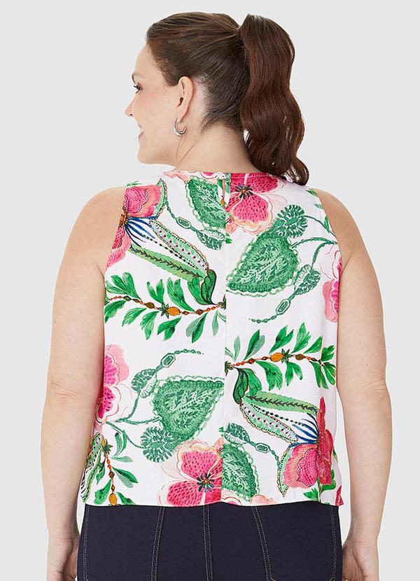 Malwee - Regata Plus Size Estampada em Viscose Off White 2