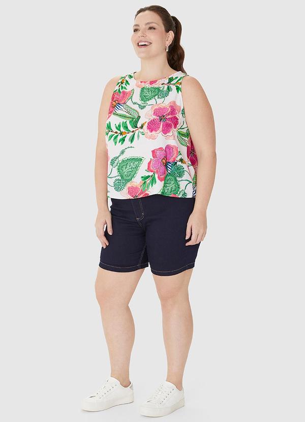 Malwee - Regata Plus Size Estampada em Viscose Off White 3