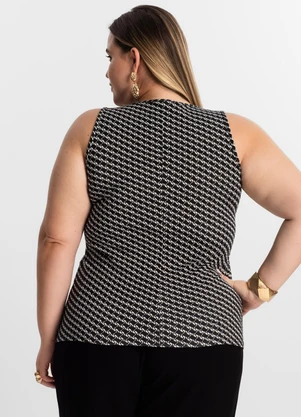Secret Glam - Regata Plus Size Estampada Preto - SECRET GLAM