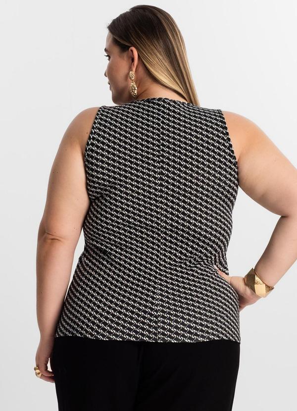 Secret Glam - Regata Plus Size Estampada Preto 2