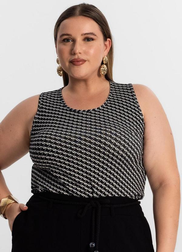Secret Glam - Regata Plus Size Estampada Preto 4
