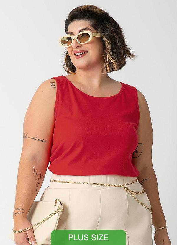Habana - Regata Plus Size Lisa Canelada Vermelho