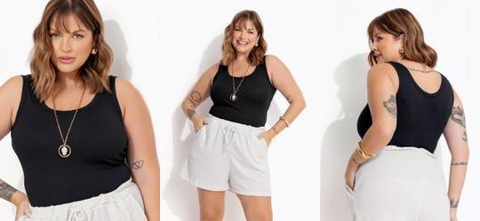 Regata Preta em Canelado