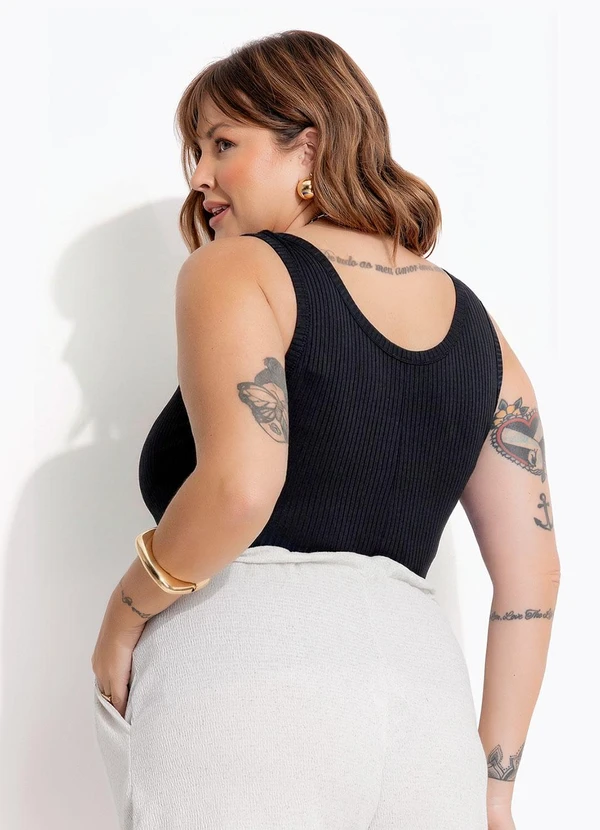 Marguerite - Regata Preta em Canelado 3