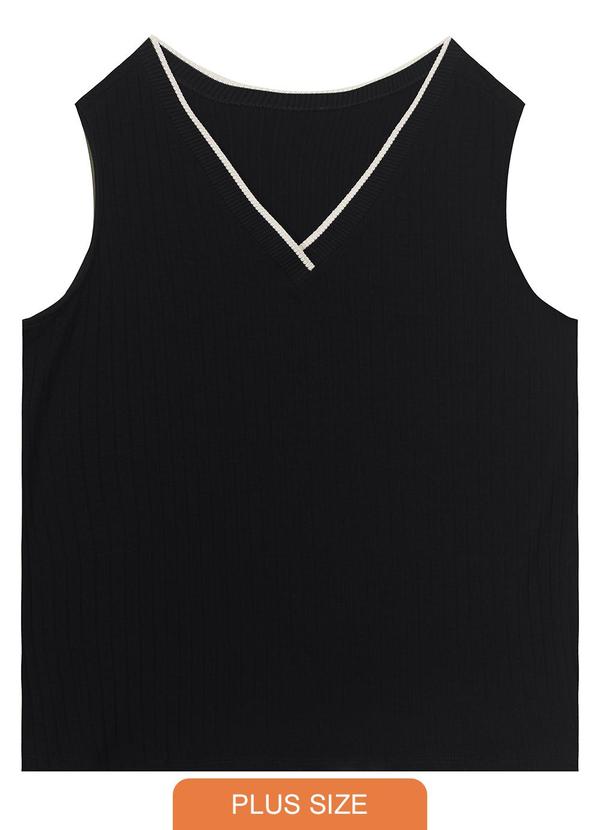 Malwee - Regata Preto Ampla Canelada