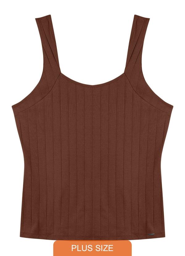 Rezzato - Regata Ribana Alça Larga Adulto Plus Size Marrom 1