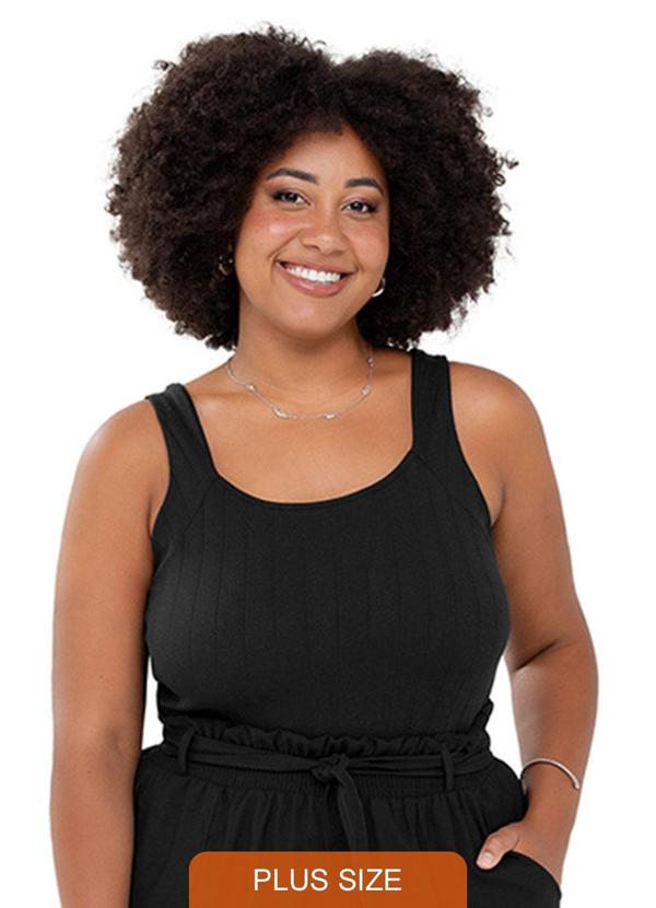 Rezzato - Regata Ribana Alça Larga Adulto Plus Size Preto