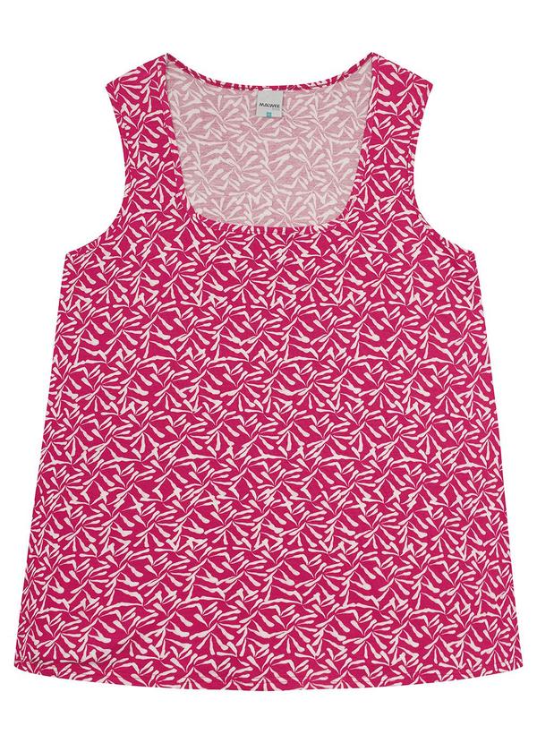 Malwee - Regata Rosa Escuro Folhagem