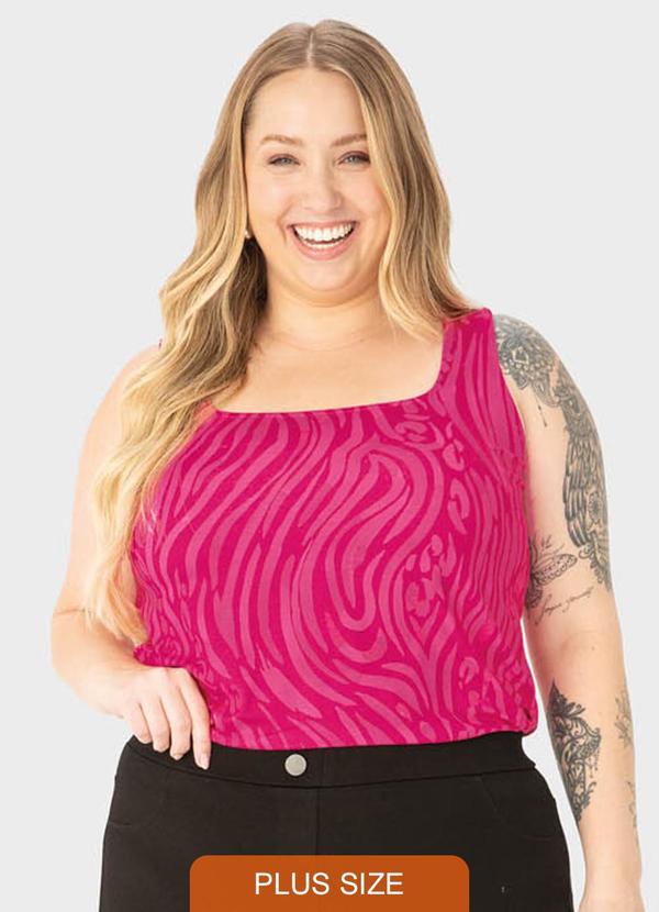 Malwee Plus - Regata Rosa Pink Animal Print em Viscose