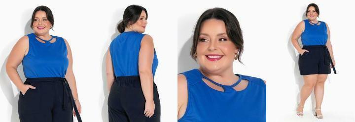 Regata Royal com Recortes Vazados Plus Size