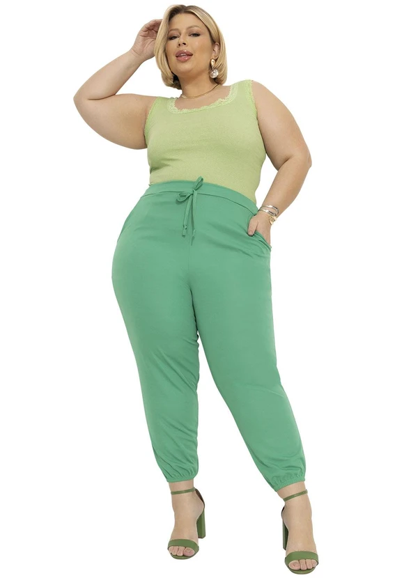 Marguerite - Regata Verde Detalhe Renda Plus Size 4