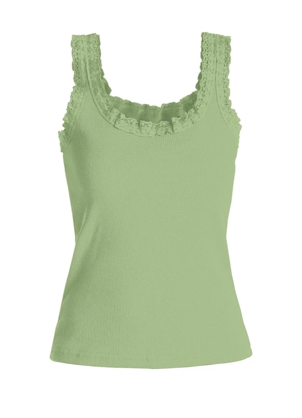 Marguerite - Regata Verde Detalhe Renda Plus Size 9