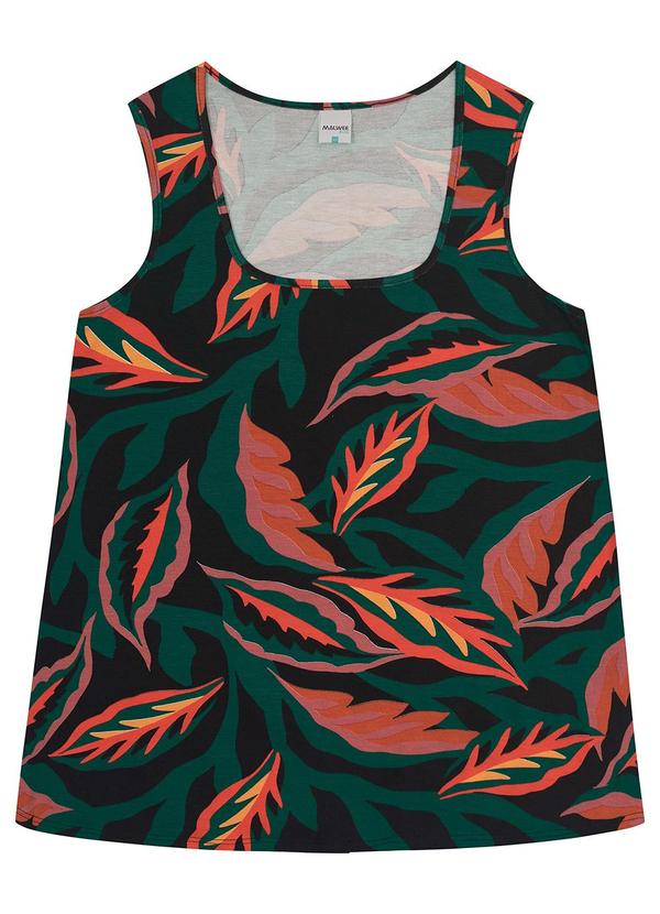 Malwee - Regata Vermelho Folhagens em Viscose