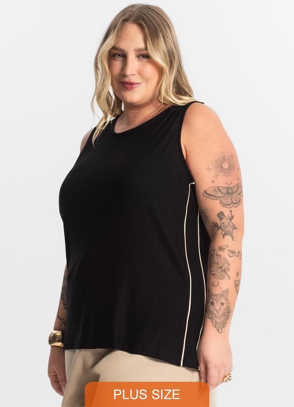 Secret Glam - Regata Viscose Lisa Plus Size Preto