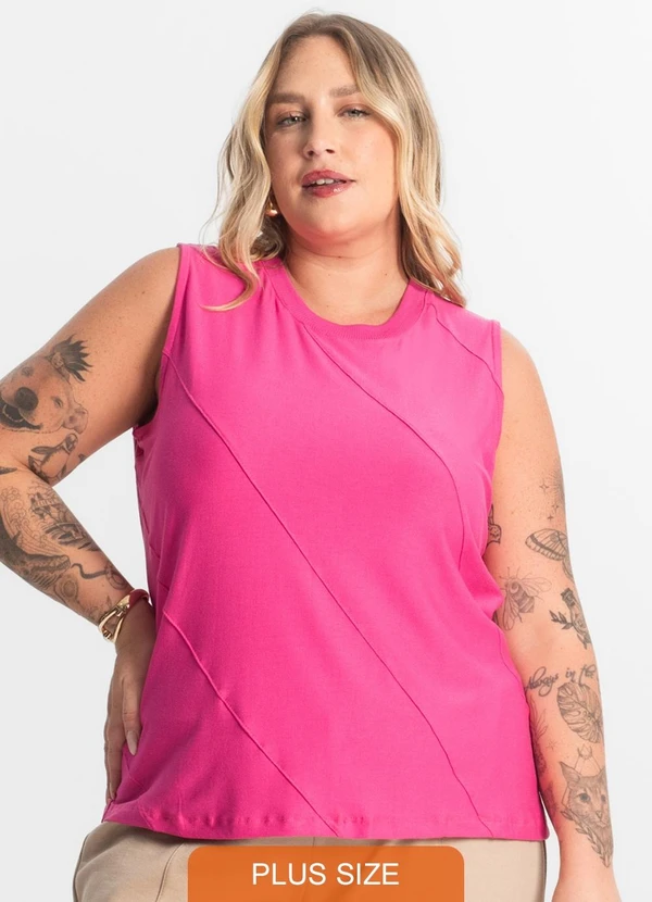 Secret Glam - Regata Viscose Plus Size Rosa