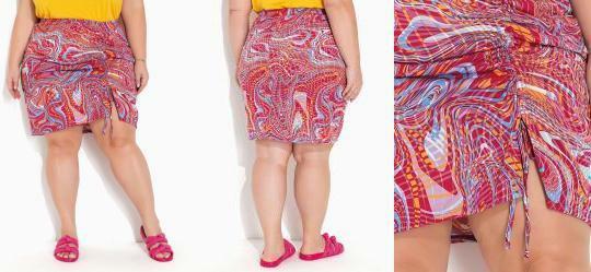 Saia Abstrata Pink Cordel Ajustvel Plus Size