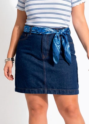 Quintess - Saia  Azul Escuro em Jeans - QUINTESS