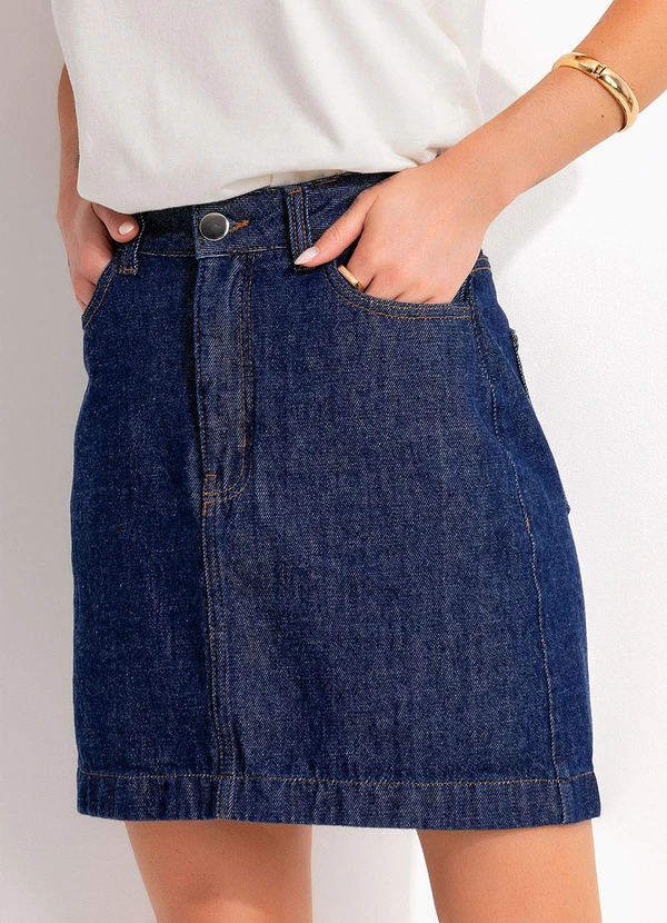 Quintess - Saia  Azul Escuro em Jeans