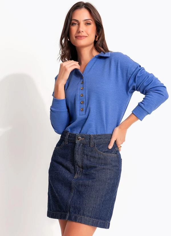 Quintess - Saia  Azul Escuro em Jeans 3