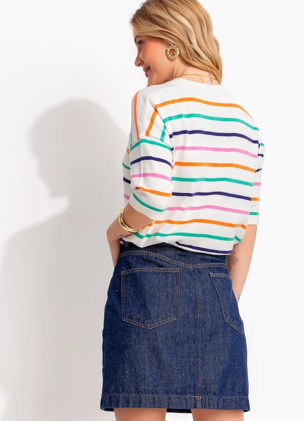 Quintess - Saia  Azul Escuro em Jeans 5