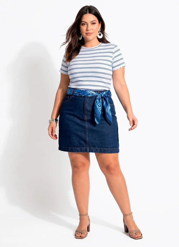 Quintess - Saia  Azul Escuro em Jeans 2