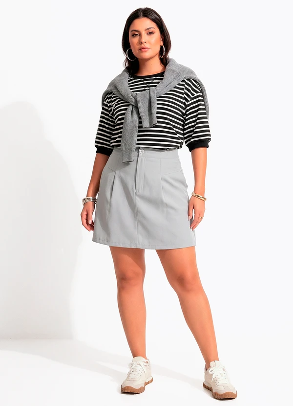 Quintess - Saia Cinza Claro em Viscose com Poliéster 2