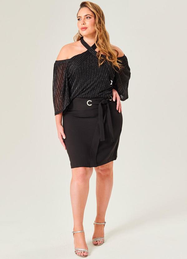 Lisamour - Saia Curta em Plano Crepe Preto 3