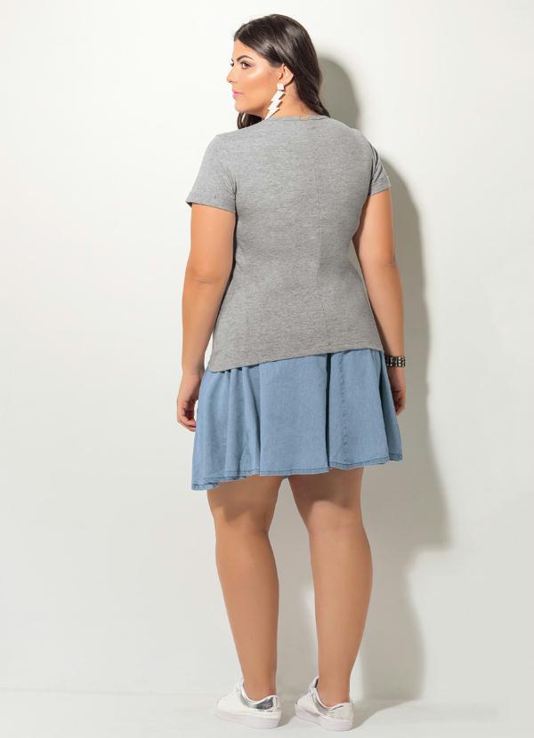 Quintess - Saia Jeans Evasê Quintess Plus Size 4