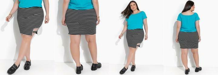 Saia Listrado Preto e Branco em Canelado