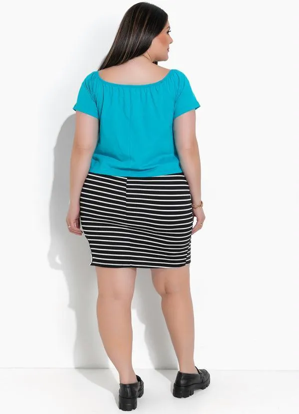 Marguerite - Saia Listrado Preto e Branco em Canelado 4