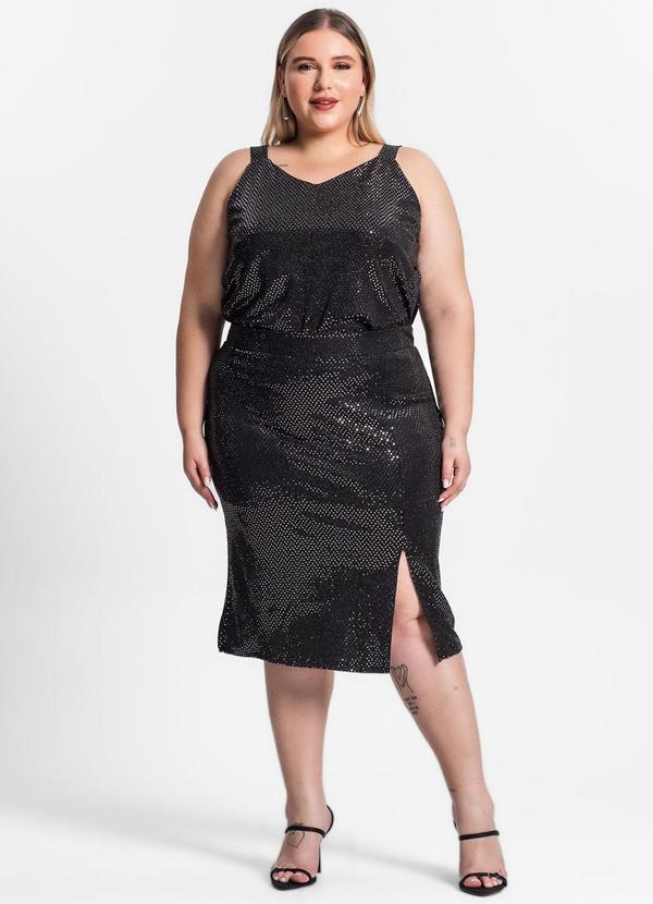 Secret Glam - Saia Plus Size em Lantejoula Preto 3