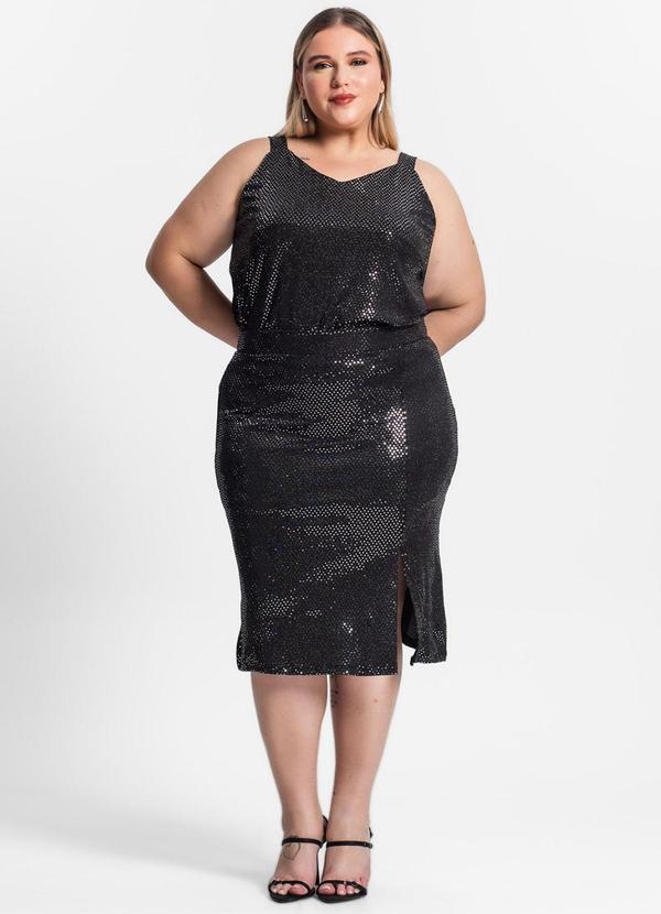 Secret Glam - Saia Plus Size em Lantejoula Preto 4