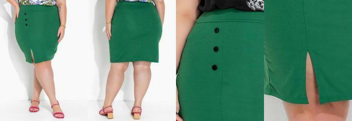Saia Verde Bandeira com Fenda Plus Size