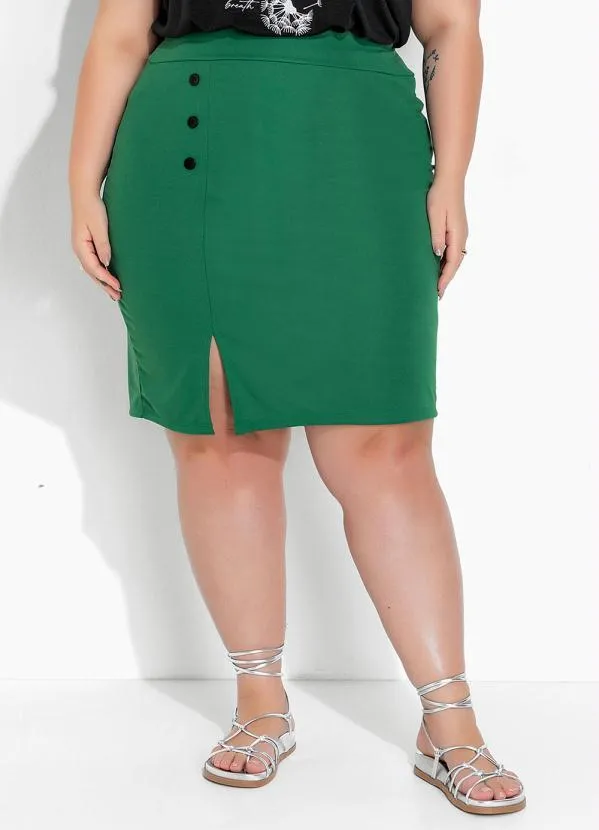 Marguerite - Saia Verde Bandeira com Fenda Plus Size 5