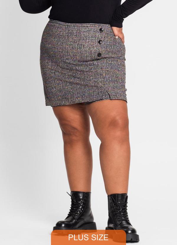 Secret Glam - Shorts Saia Plus Size em Tweed Preto