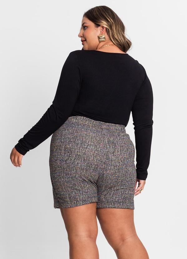 Secret Glam - Shorts Saia Plus Size em Tweed Preto 2